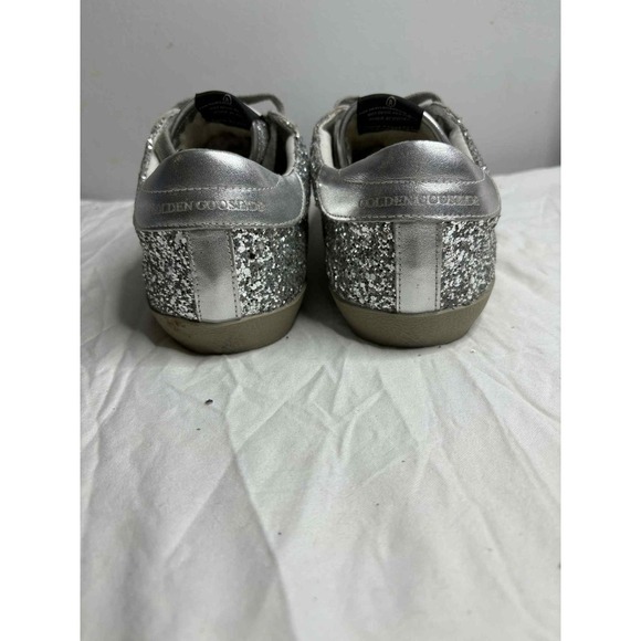 Golden Goose White Glitter Leather Superstar Metallic Sock Sneakers size 41 - Picture 4 of 6